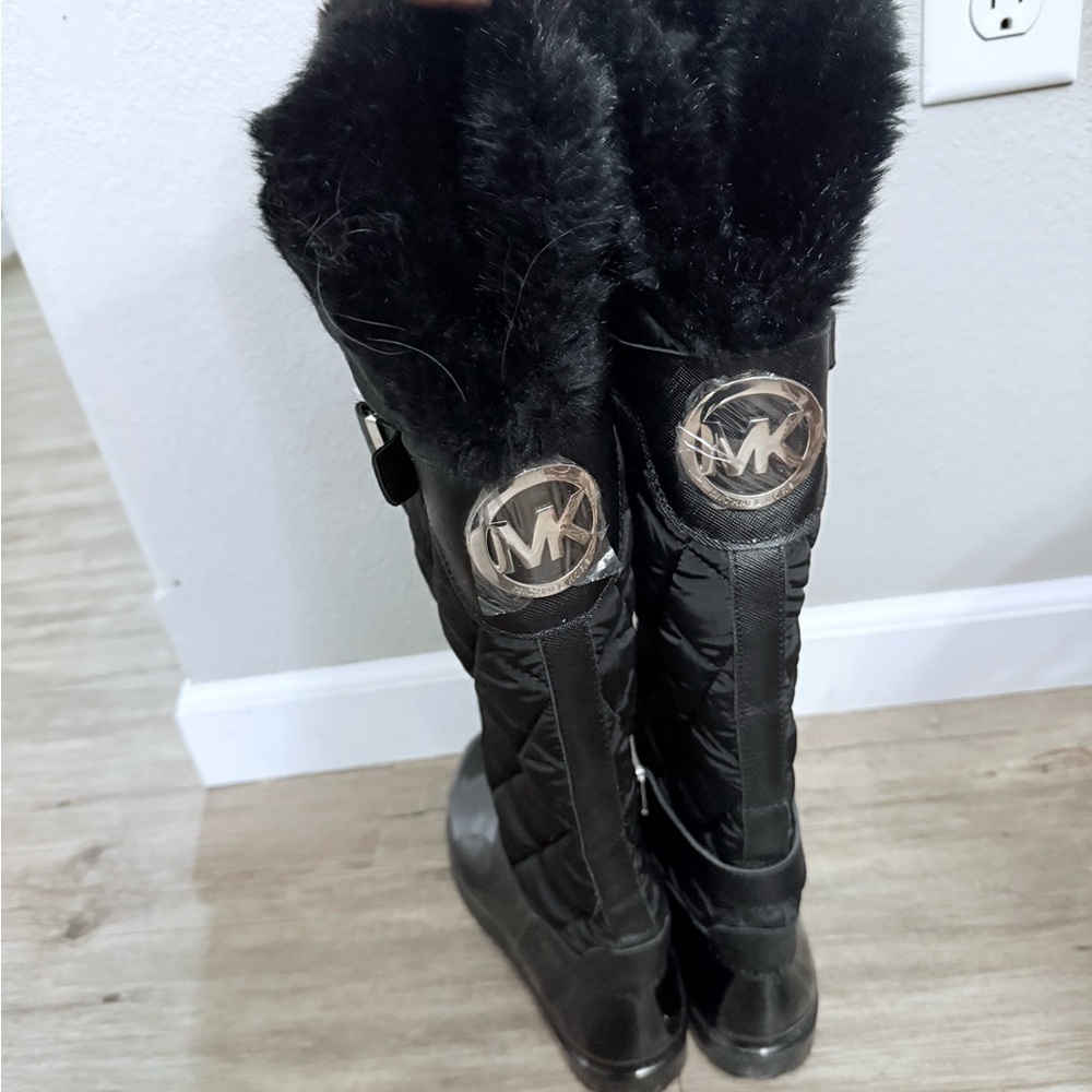 Michael Kors Black Quilted Knee-High Women's Boots - Picture 3 of 4